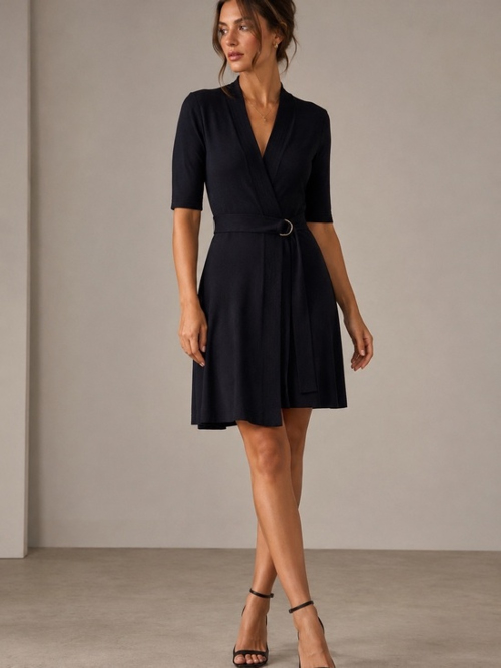 Ted Baker London Midnight Navy Belted Knit Wrap Dress Cardigan TB Size 2 (6-8)